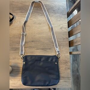 Thirty One Blue Crossbody Bag with Striped Strap